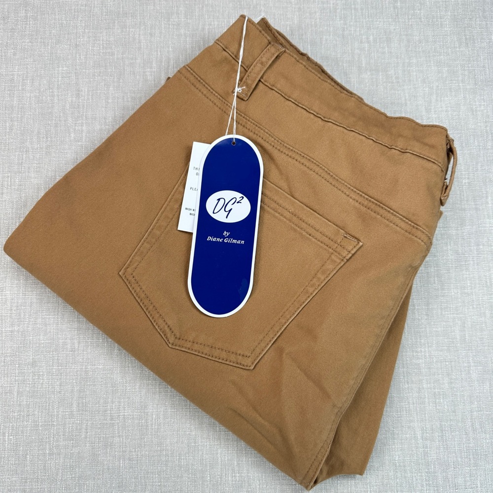 DG2 Diane Gilman Pants Women 18W Caramel Brown Straight Leg Stretch 345443 New